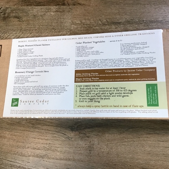 New Sautée Cedar Company Wood Planks 2 Pack Cooking BBQ Fish Meat Veggies Smoke - Picture 6 of 7